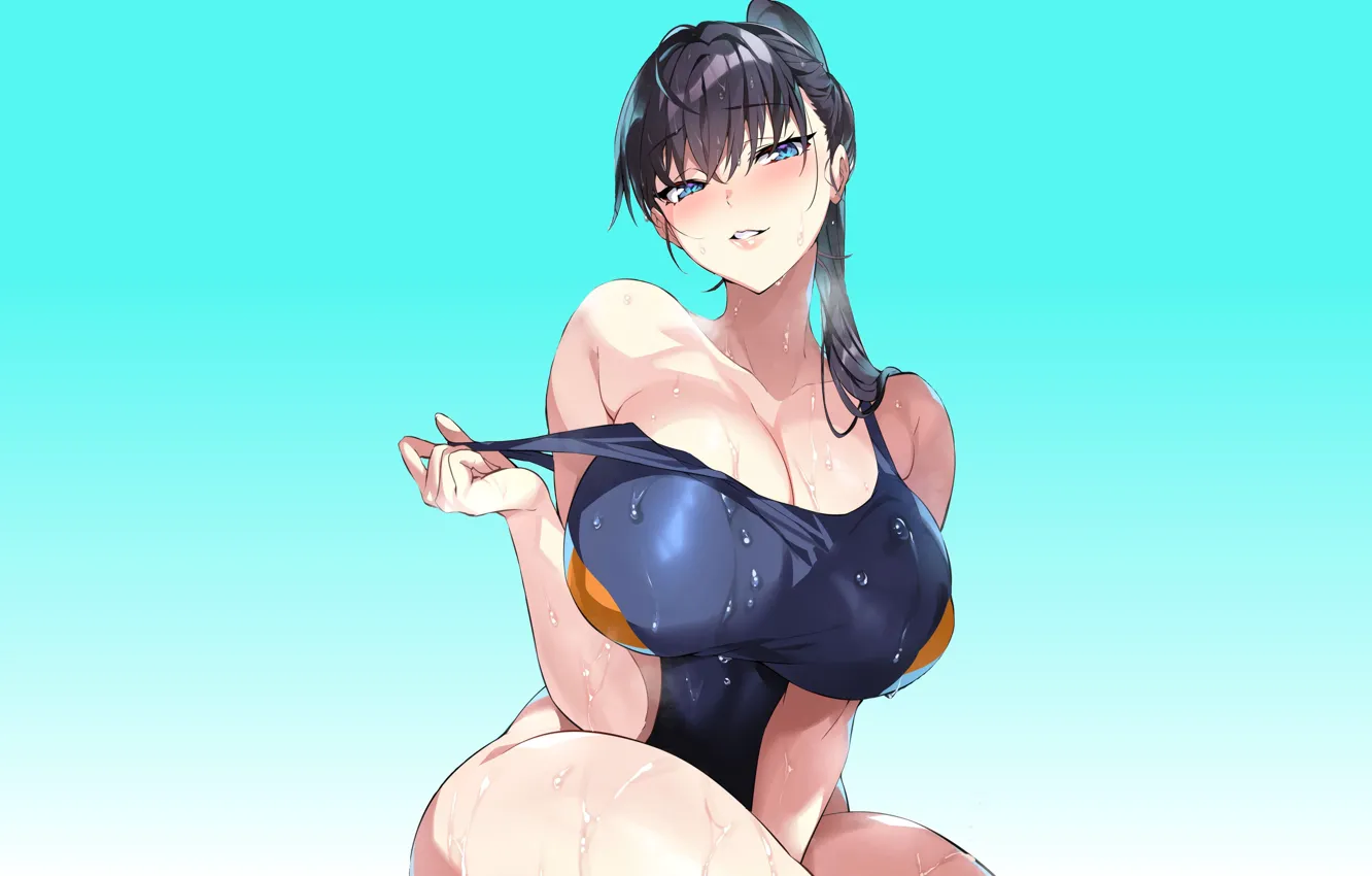 Photo wallpaper hot, sexy, wet, pool, boobs, anime, water, pretty