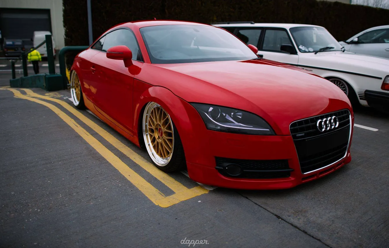 Photo wallpaper Audi, red, Germany, quattro, tuning, bbs, low, stance