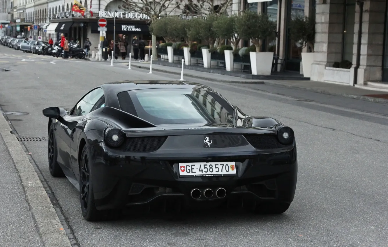 Photo wallpaper road, street, black, building, Italy, Ferrari, Ferrari, black