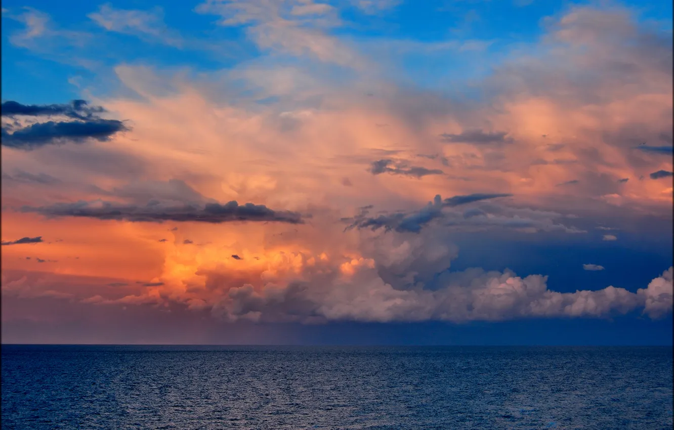 Photo wallpaper the sky, water, clouds, the ocean, horizon