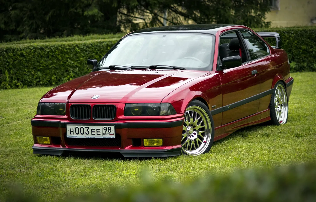 Photo wallpaper tuning, bmw, BMW, red, stance, E36