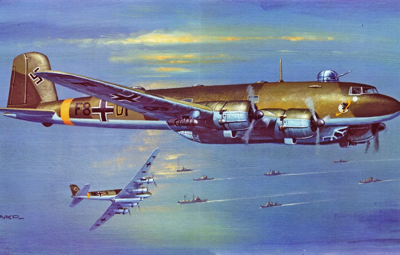 Photo wallpaper Germany, art, the plane, aircraft, war, Germany, Air force, Luftwaffe