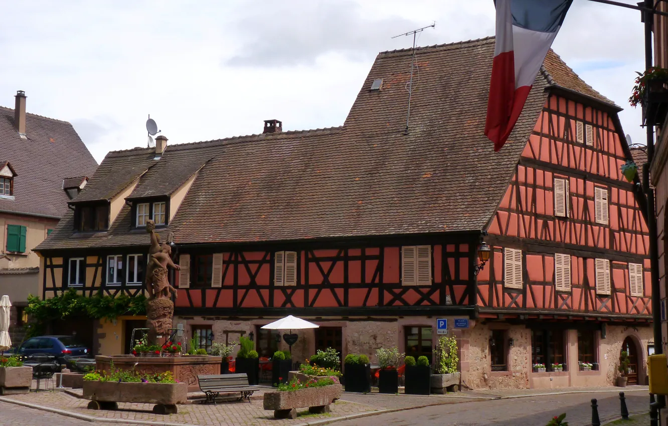 Photo wallpaper Germany, patio, half-timbered house