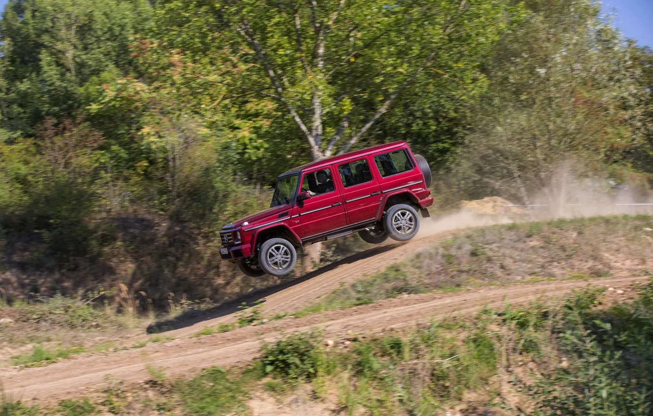 Photo wallpaper jump, Mercedes-Benz, SUV, G500, G-Class, 2015, G 500, V8 Biturbo