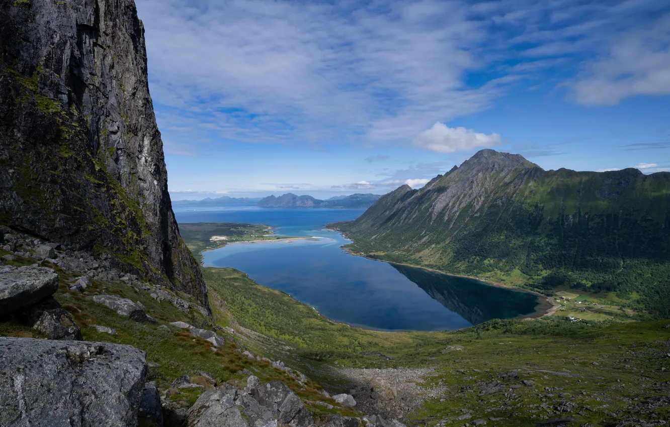 Photo wallpaper mountains, nature, Norway, The Lofoten Islands, Morfjorden