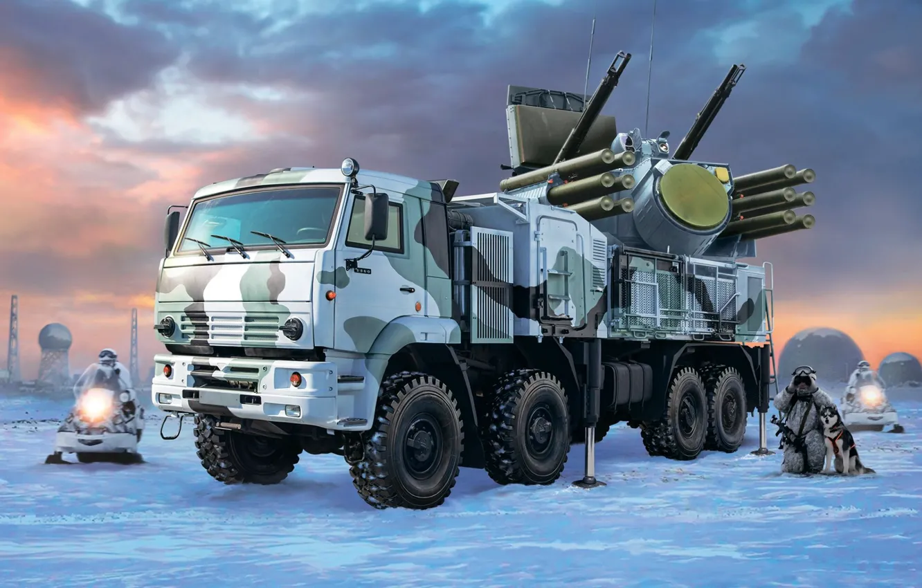 Photo wallpaper Russia, the armed forces of Russia, Defense, Pantsir-S1, Zrpk, land-based, 96К6, anti-aircraft missile and gun …