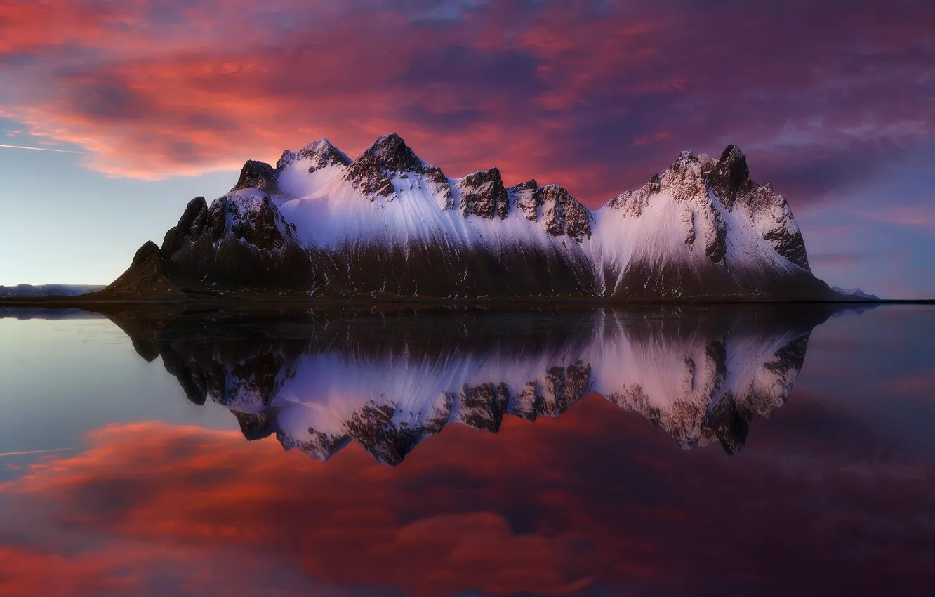 Photo wallpaper sea, sunset, mountains, otrozhenie