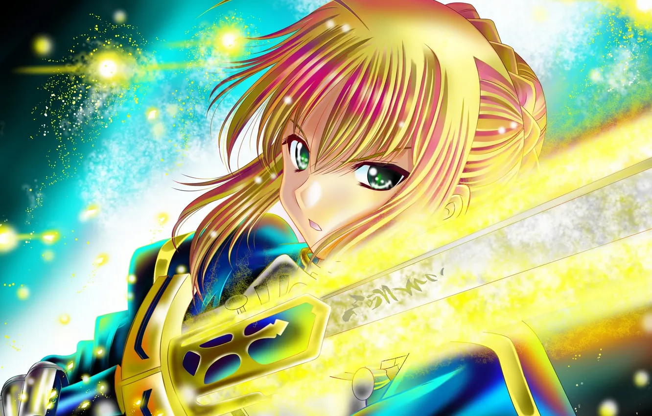 Photo wallpaper girl, sword, art, Fate/Stay Night, saber, blade, Fate/Zero, aka kitsune