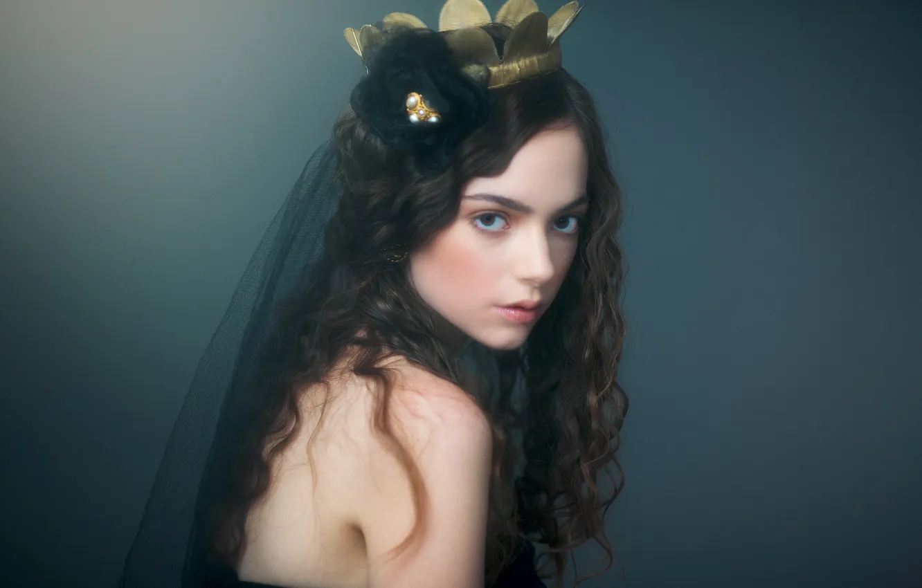 Photo wallpaper eyes, look, girl, decoration, face, background, hair