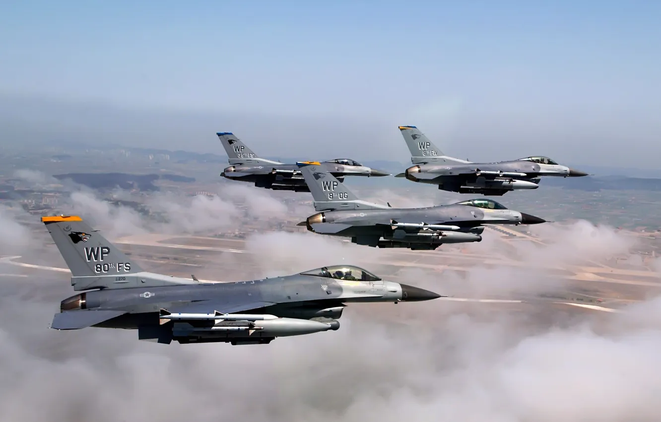 Photo wallpaper flight, earth, the plane, F-16