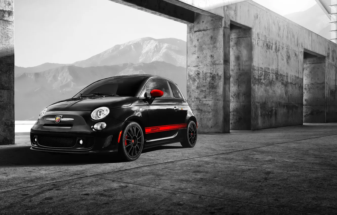 Photo wallpaper tuning, black, Fiat, Abarth, Fiat 500