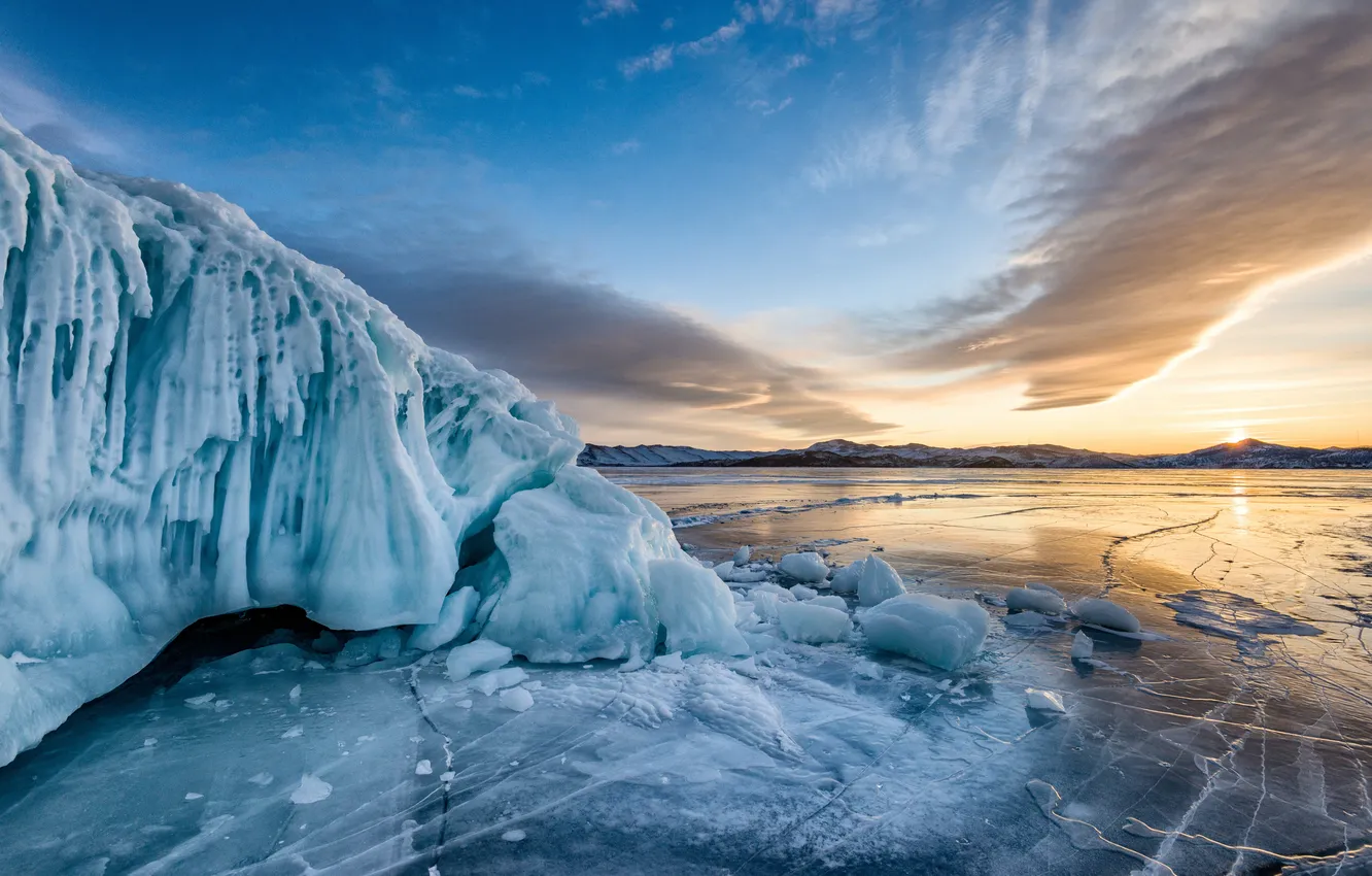 Photo wallpaper winter, lake, Baikal