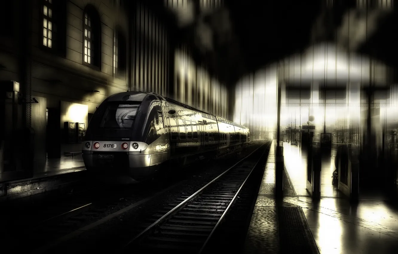 Photo wallpaper the city, train, station