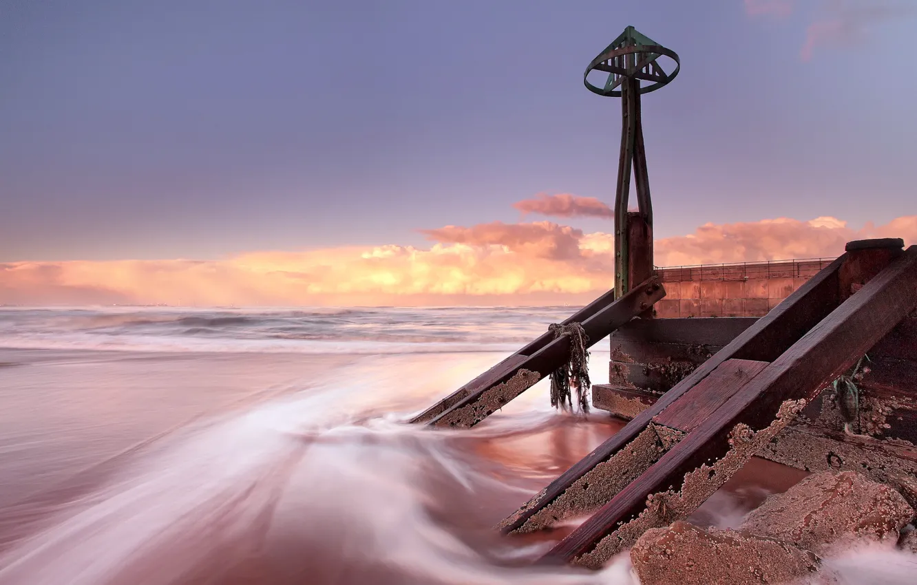 Photo wallpaper sea, landscape, sunset, Marina