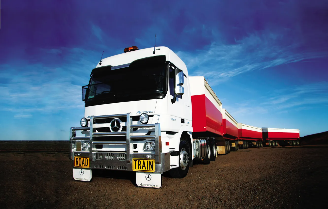 Photo wallpaper Wallpaper, Mercedes-Benz, truck, wallpaper, Mercedes, the trailer, train, Actros