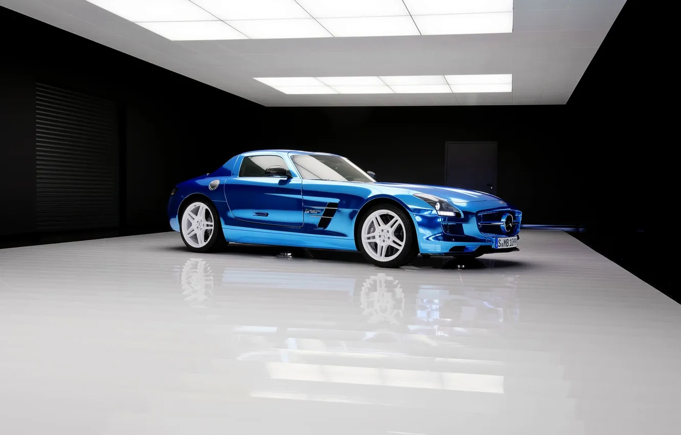 Photo wallpaper auto, blue, Mercedes-Benz, sports car, Mercedes, AMG, Coupe, SLS