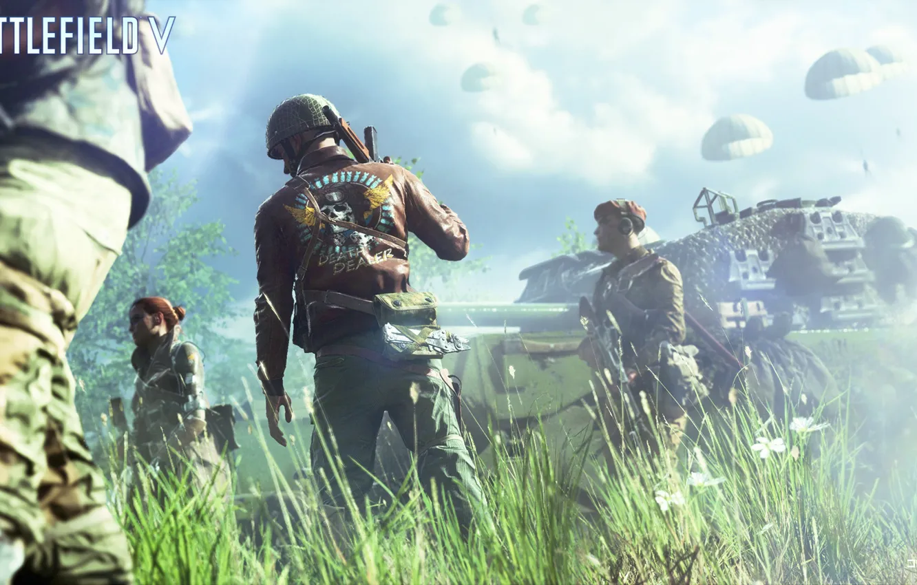 Photo wallpaper soldiers, tank, Battlefield 5, Battlefield V, pashutili