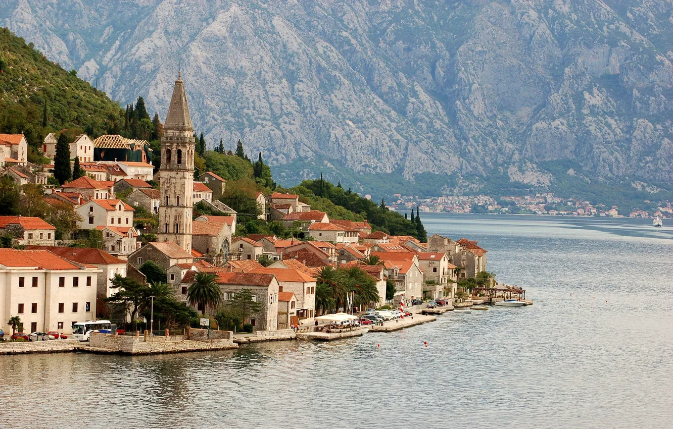 Photo wallpaper sea, the city, Adriatica, Montenegro, Perast