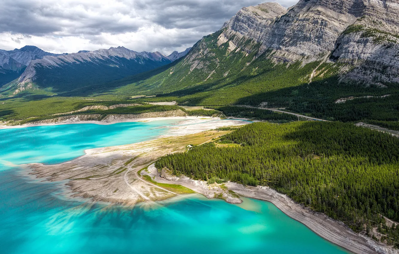 Photo wallpaper sea, mountains, shore