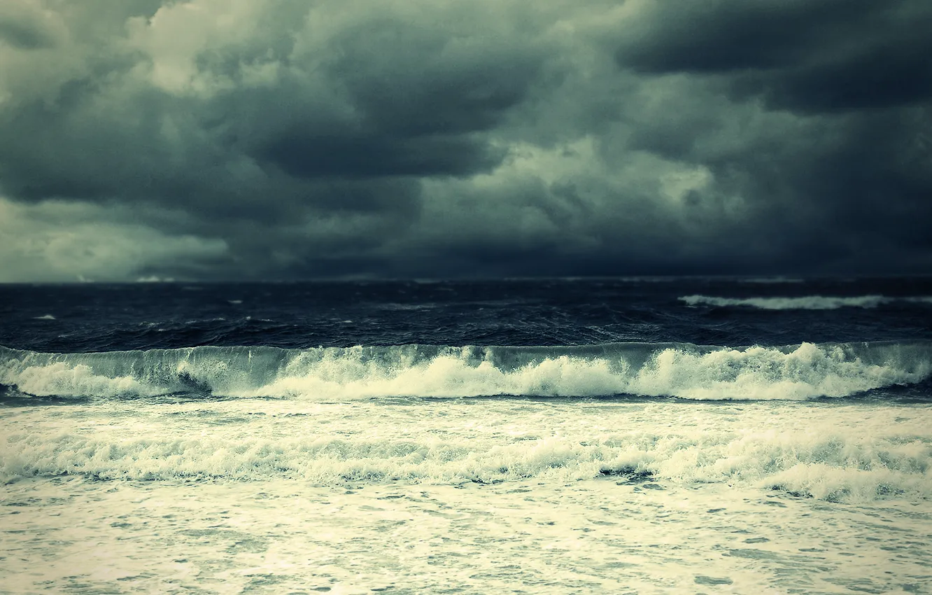 Photo wallpaper sea, clouds, element, surf