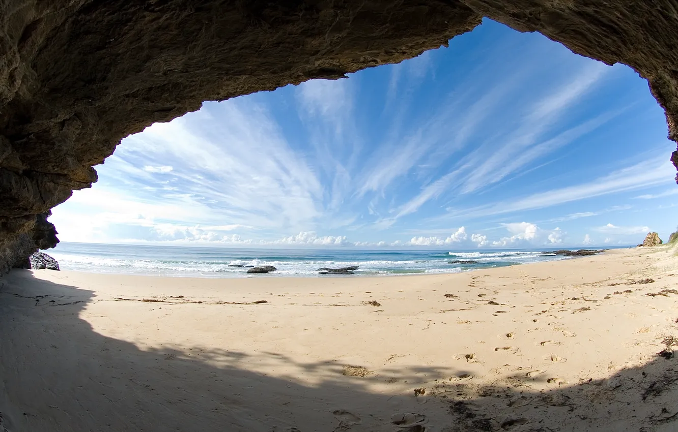 Photo wallpaper beach, shore, the sky