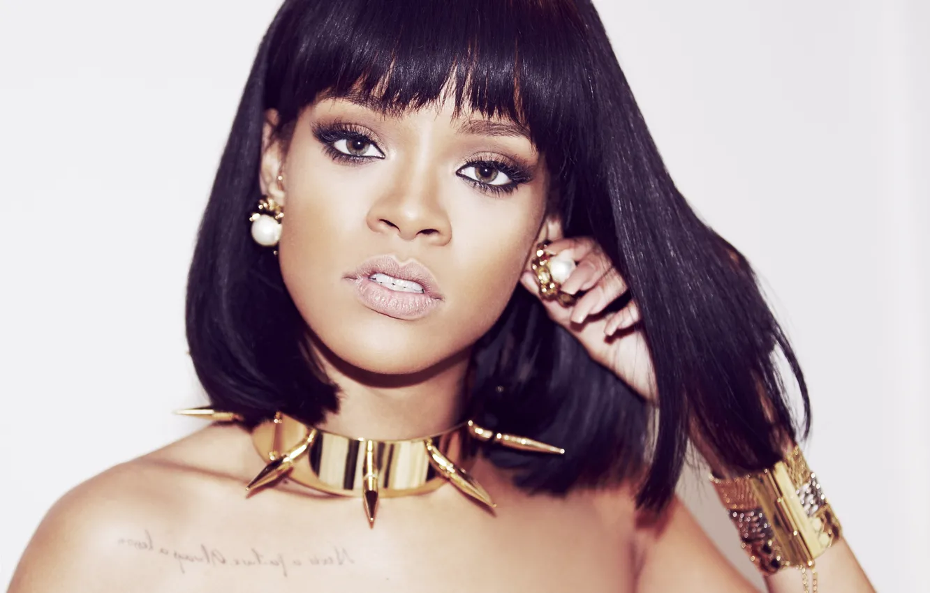 Photo wallpaper decoration, style, portrait, earrings, actress, brunette, spikes, white background