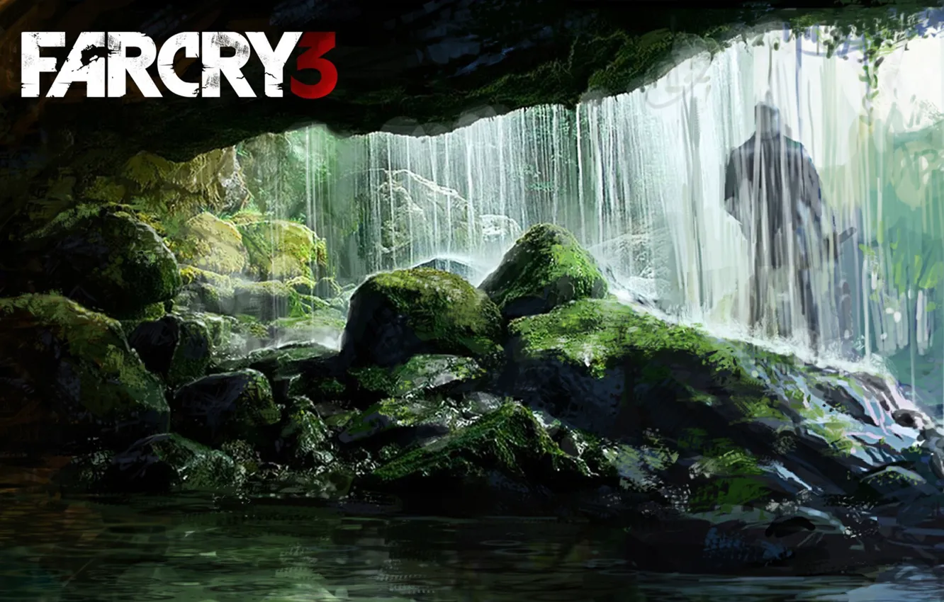 Photo wallpaper Waterfall, Silhouette, Moss, Far Cry 3