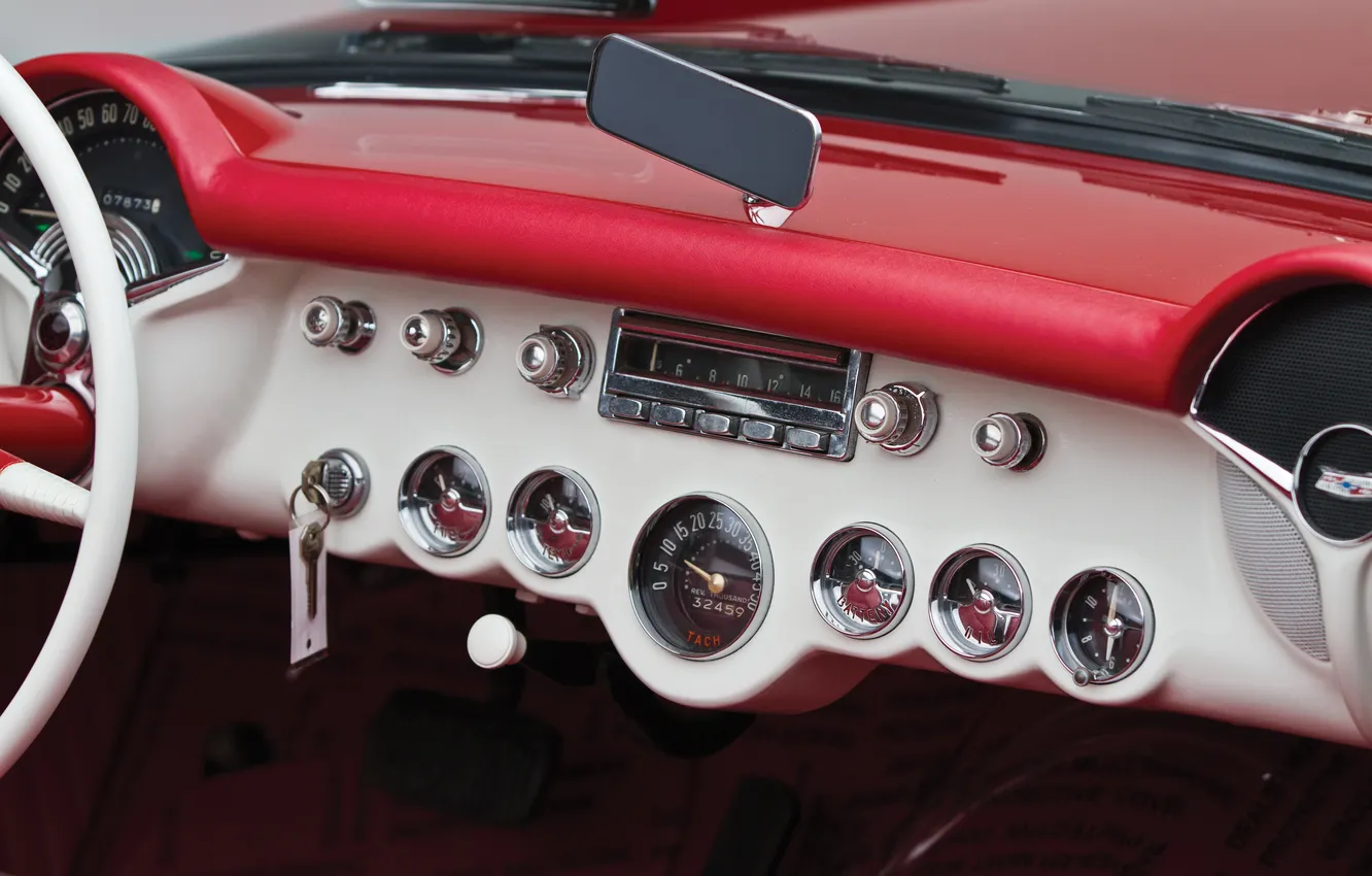 Photo wallpaper Corvette, Chevrolet, black, 1954, retro cars, Chevrolet Corvette Black