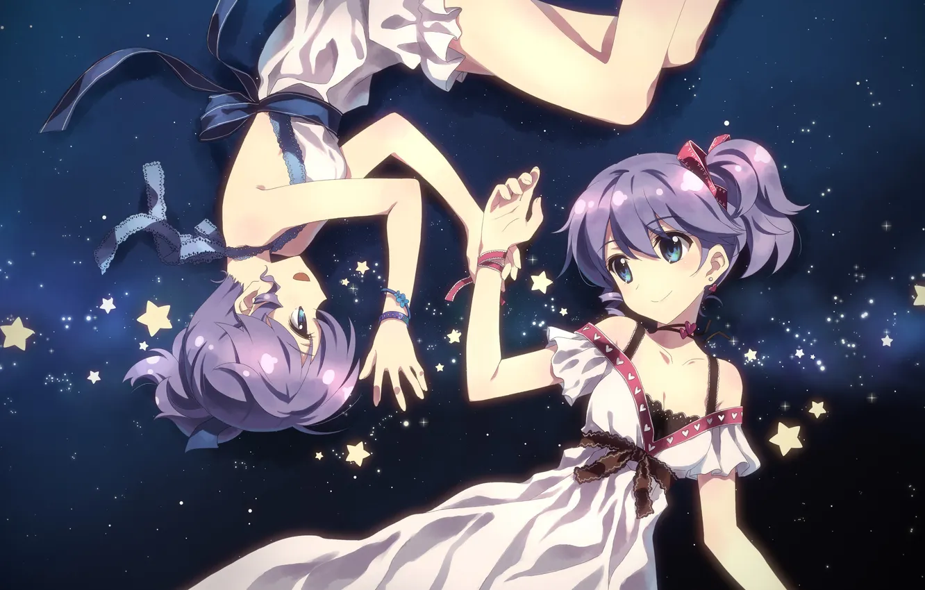 Photo wallpaper girl, stars, smile, anime, art, yuuki tatsuya, dj max, nina klatt