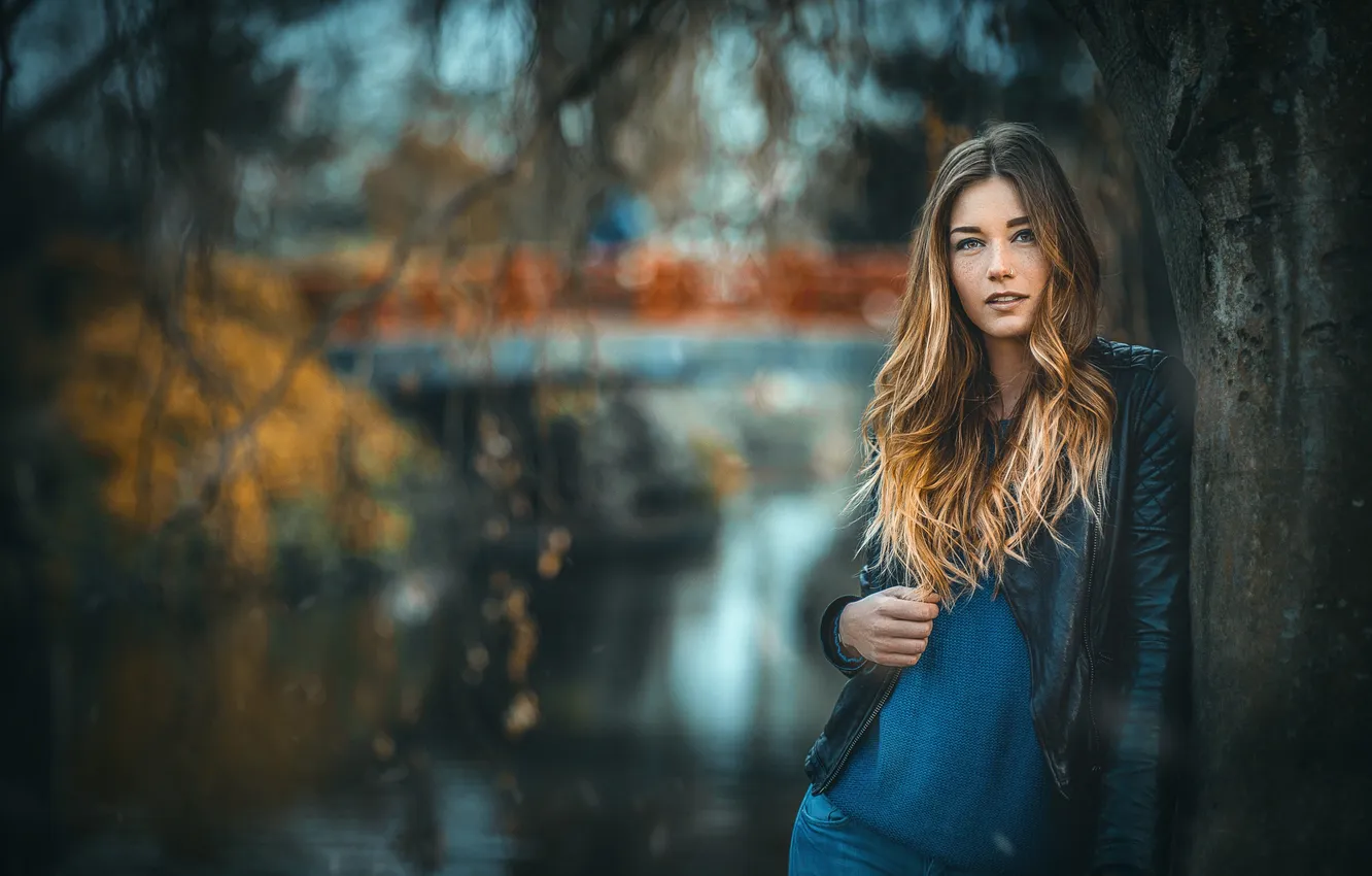 Photo wallpaper autumn, piercing, freckles, Melina