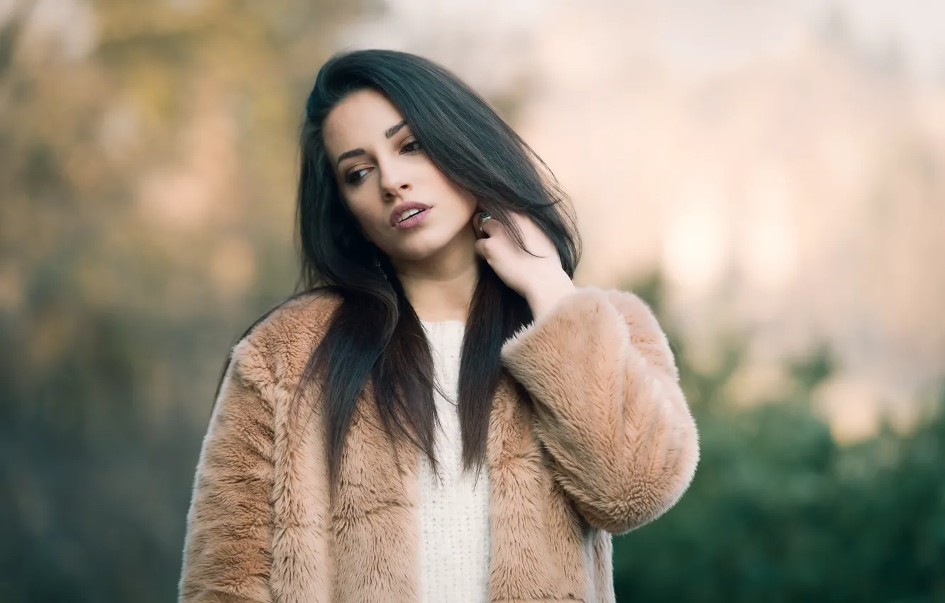 Photo wallpaper look, face, model, brunette, beauty, Carlotta