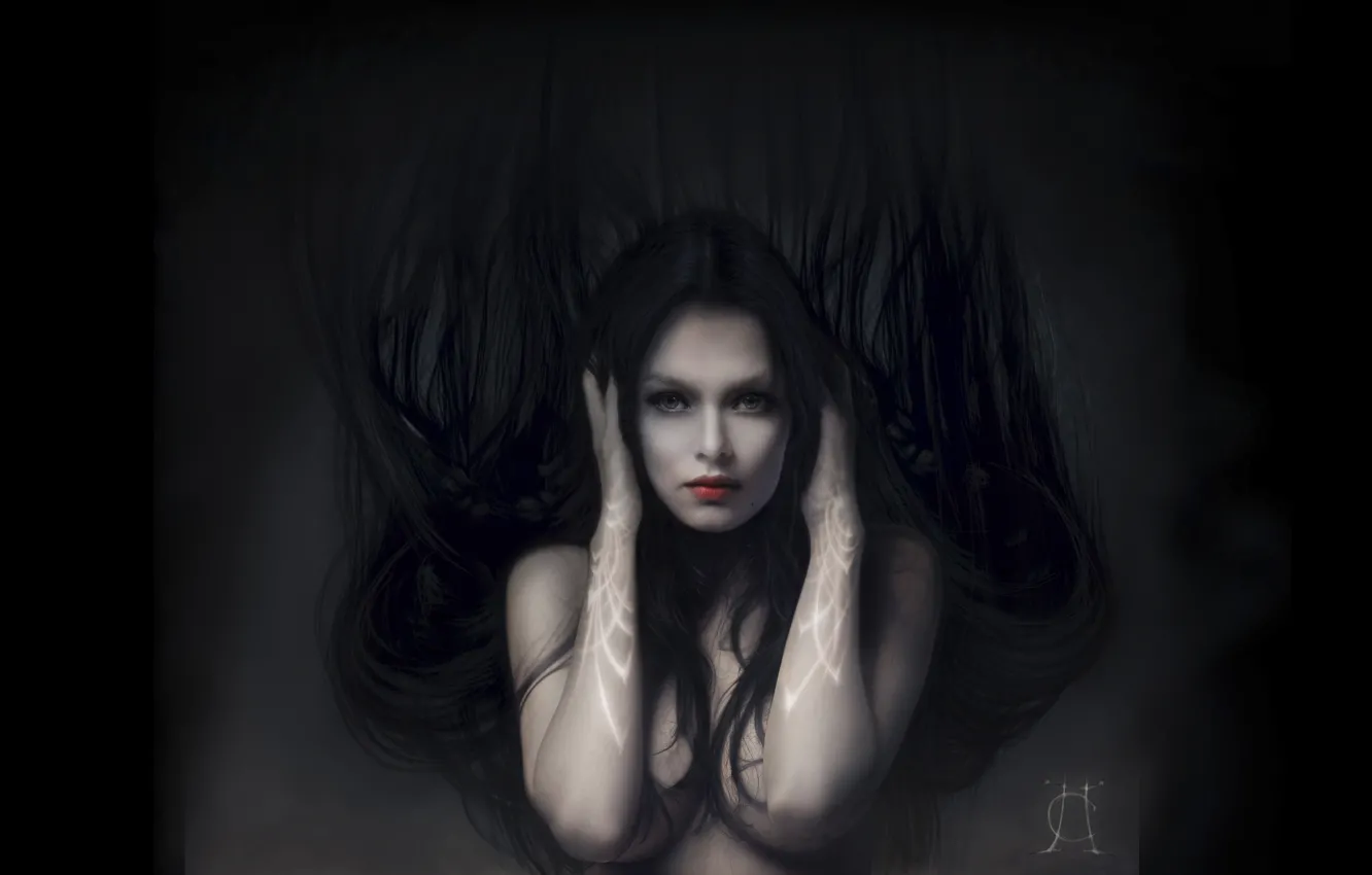 Photo wallpaper girl, hair, long