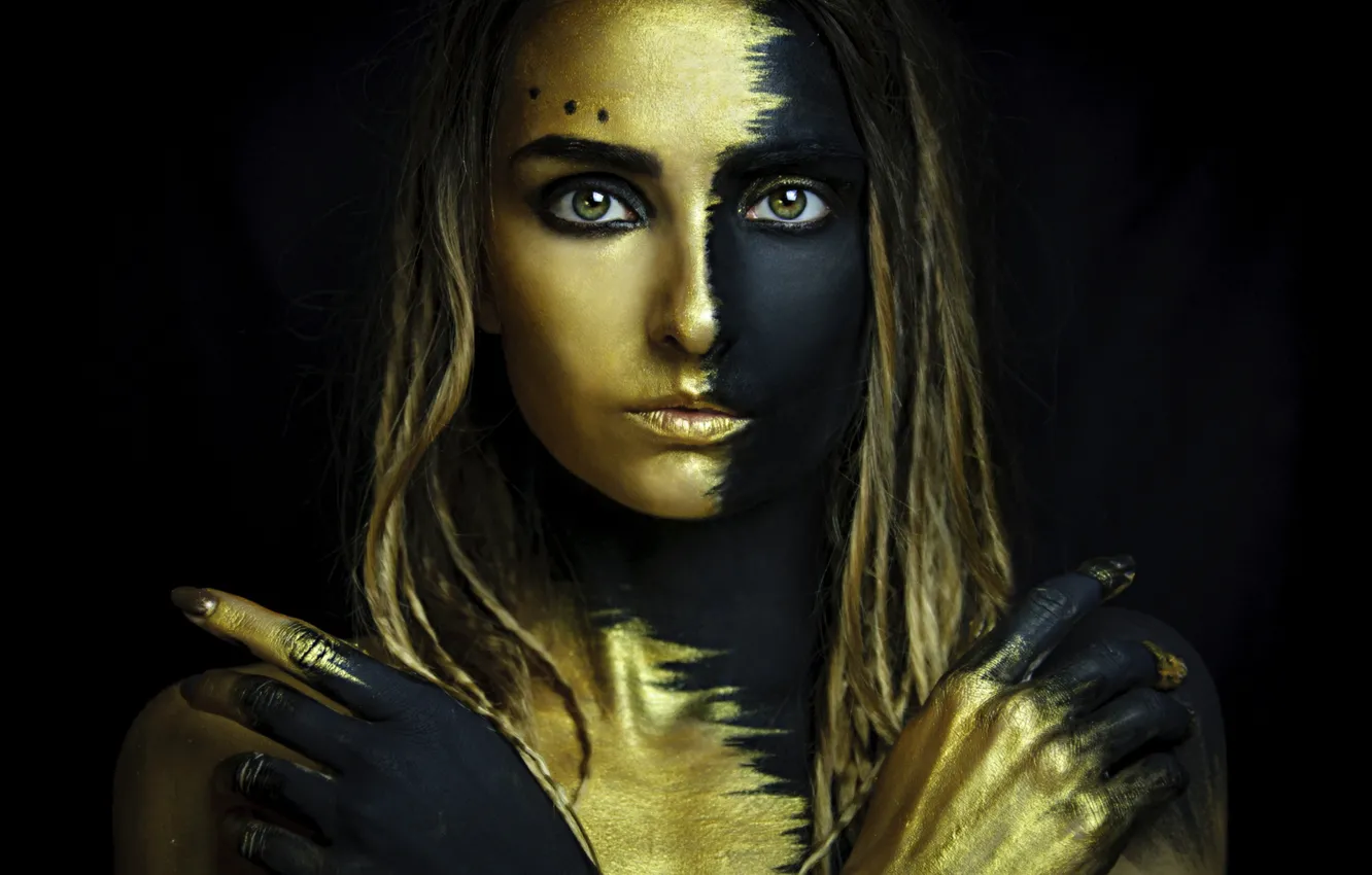 Photo wallpaper girl, makeup, Body painting, Maria Nosova