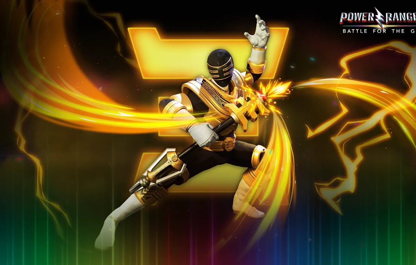 Photo wallpaper game, gold, weapon, power, warrior, lighting, Power Rangers, Zeo