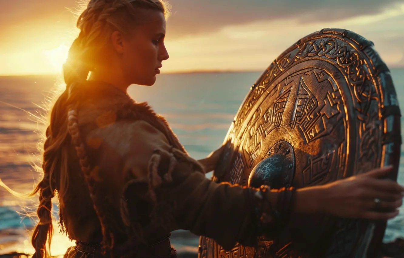 Photo wallpaper female, Viking, portrait, SCANDINAVIAN