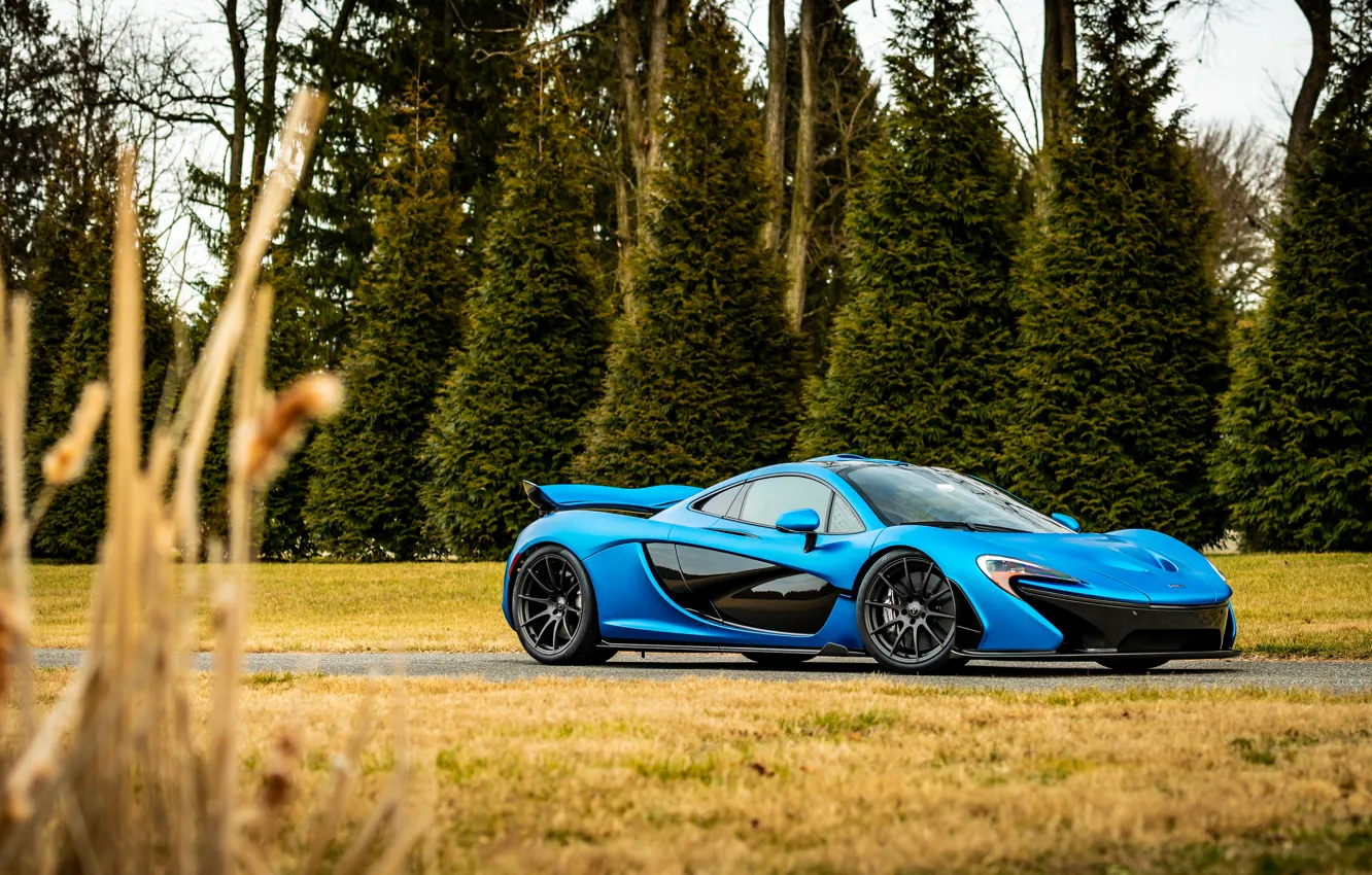 Photo wallpaper McLaren, Blue, Black, P1