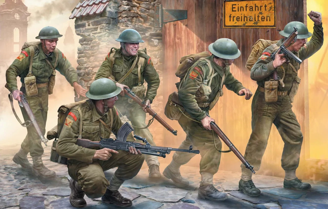 Photo wallpaper Thompson, British Army, Lee-Enfield, Bren, Igor Varavin, British infantry