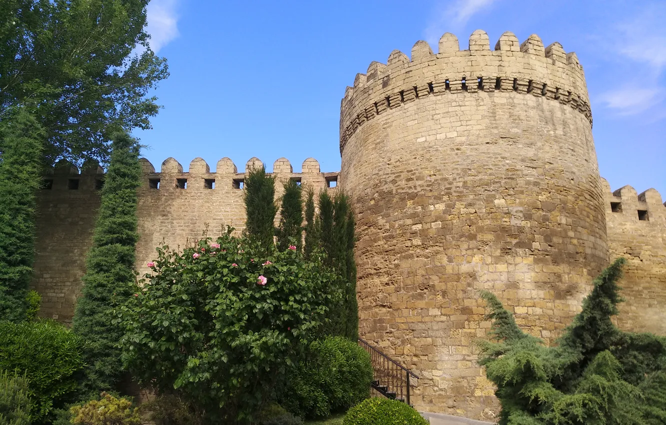 Photo wallpaper Tower, Fortress, Azerbaijan, Azerbaijan, Baku, Baku