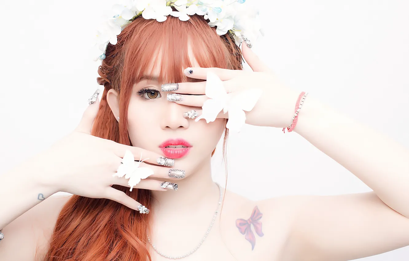 Photo wallpaper look, girl, Asian