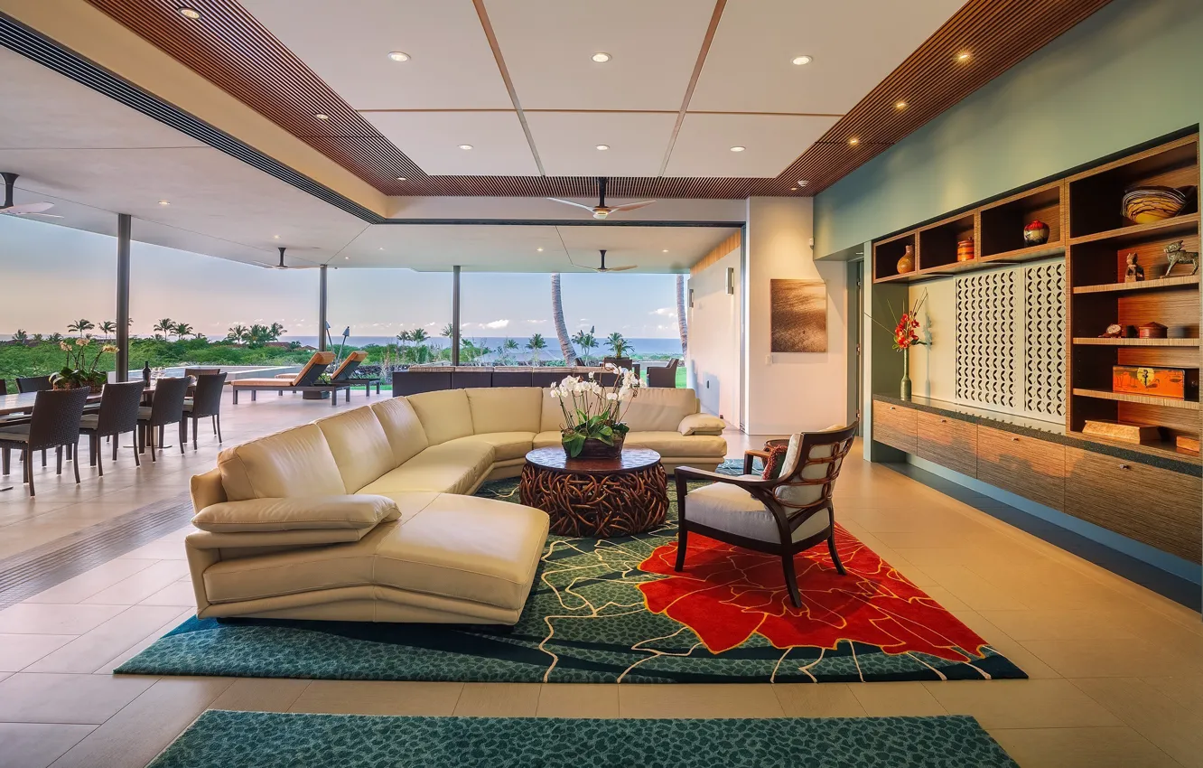 Photo wallpaper design, style, Villa, interior, Hawaii, Hawaii, living room, dining room