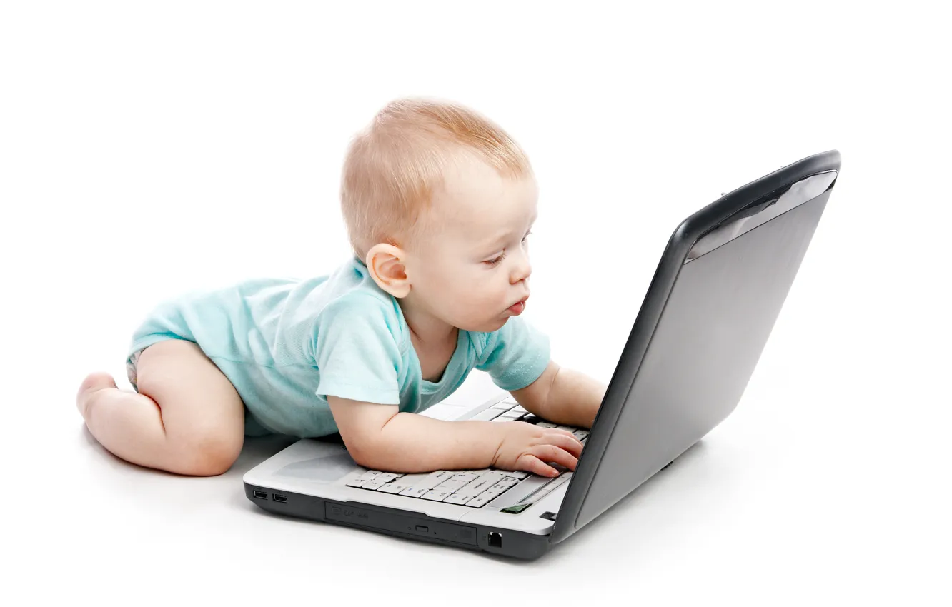 Photo wallpaper children, internet, laptop