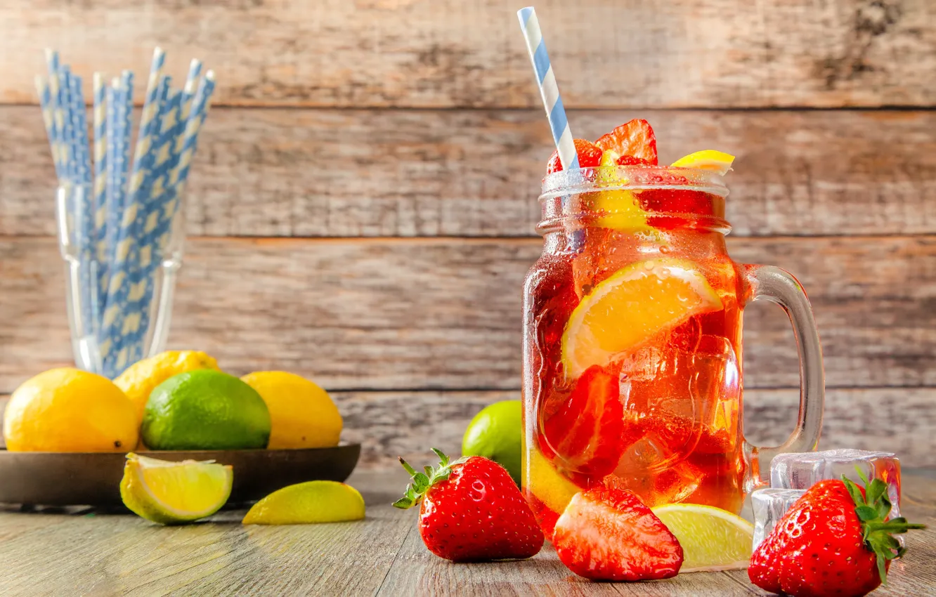 Photo wallpaper berries, drink, lemonade