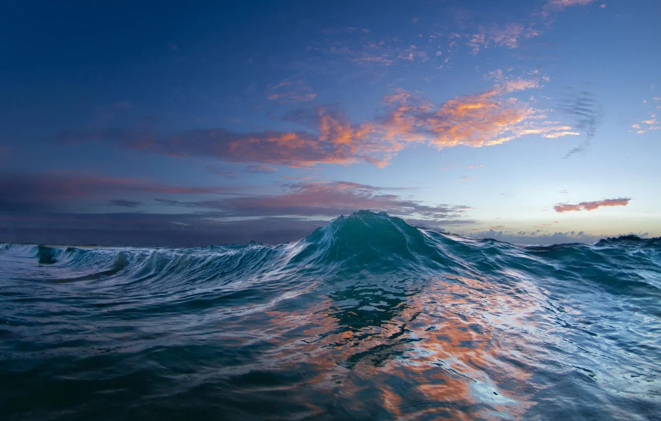 Photo wallpaper the sky, water, clouds, landscape, sunset, nature, the ocean, wave