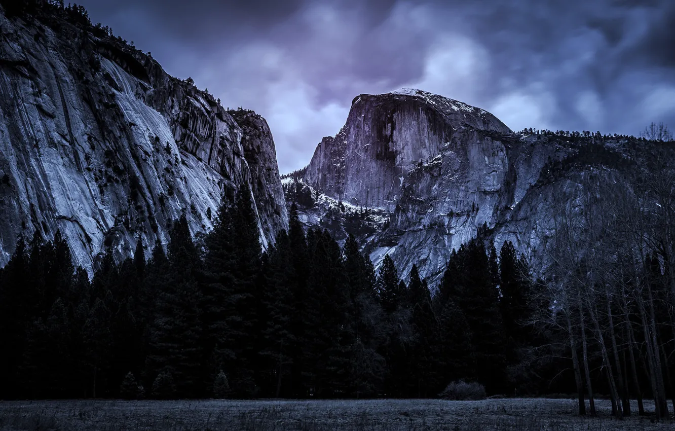 Photo wallpaper the sky, clouds, trees, mountains, nature, rocks, the evening, USA