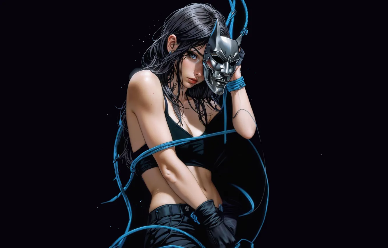 Photo wallpaper silver, mask, mystery