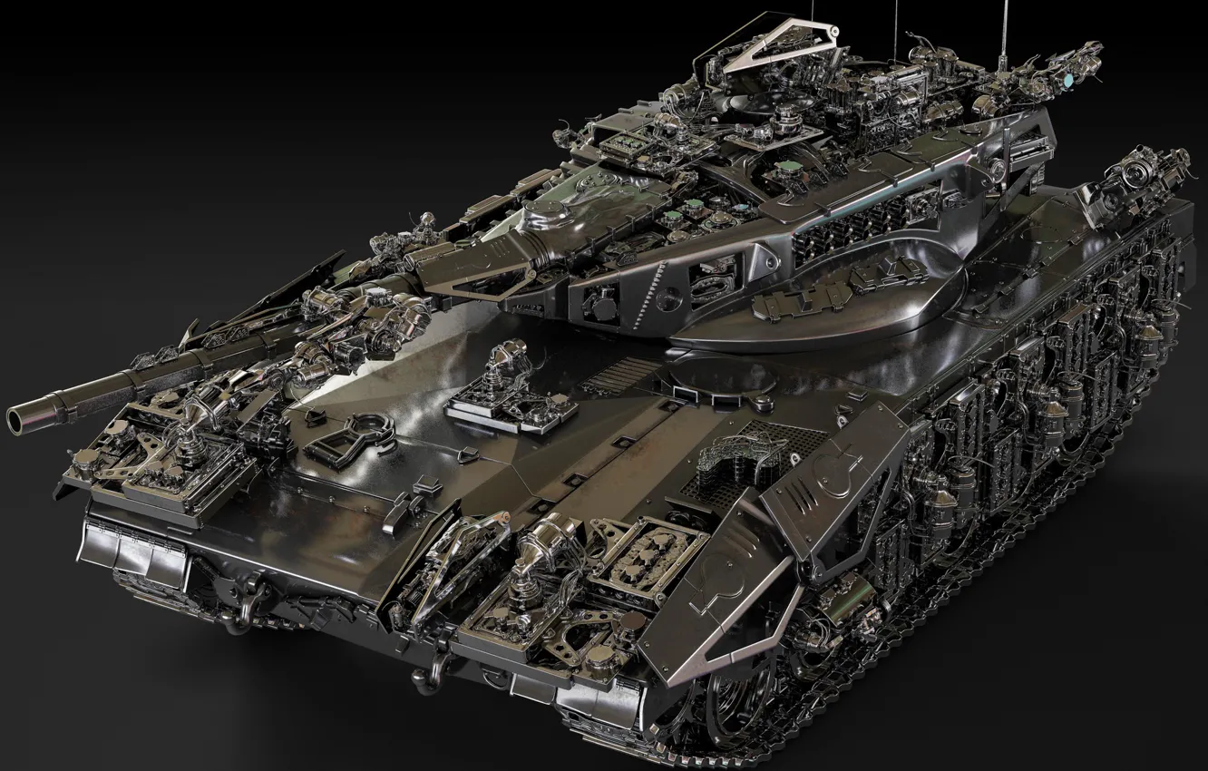 Photo wallpaper metal, design, tank