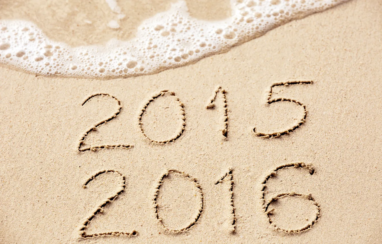 Photo wallpaper sand, sea, beach, new year, figures, New Year, Happy, 2016