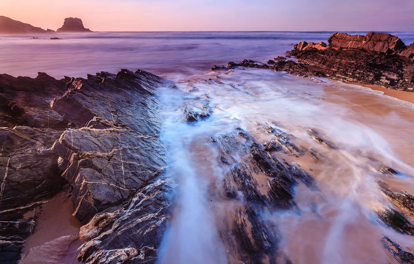 Photo wallpaper sea, stones, rocks, coast