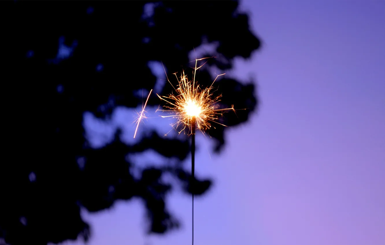 Photo wallpaper mood, holiday, sparks, twilight, Sparkler