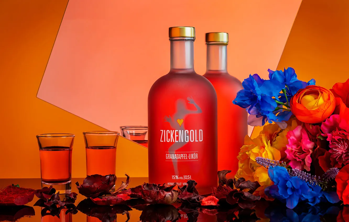 Photo wallpaper bottle, alcohol, composition